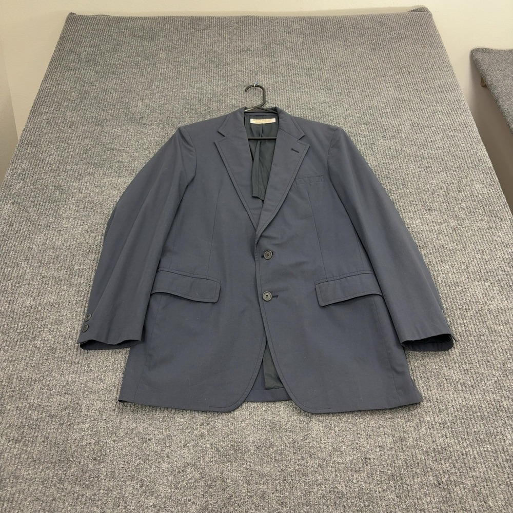Vintageโ Brooks Brothers Blazer Mens 40R Navy Blue Cotton Two Button Classic